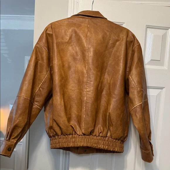 Women’s 12th tribe Brown vegan Leather Jacket - Picture 9 of 9
